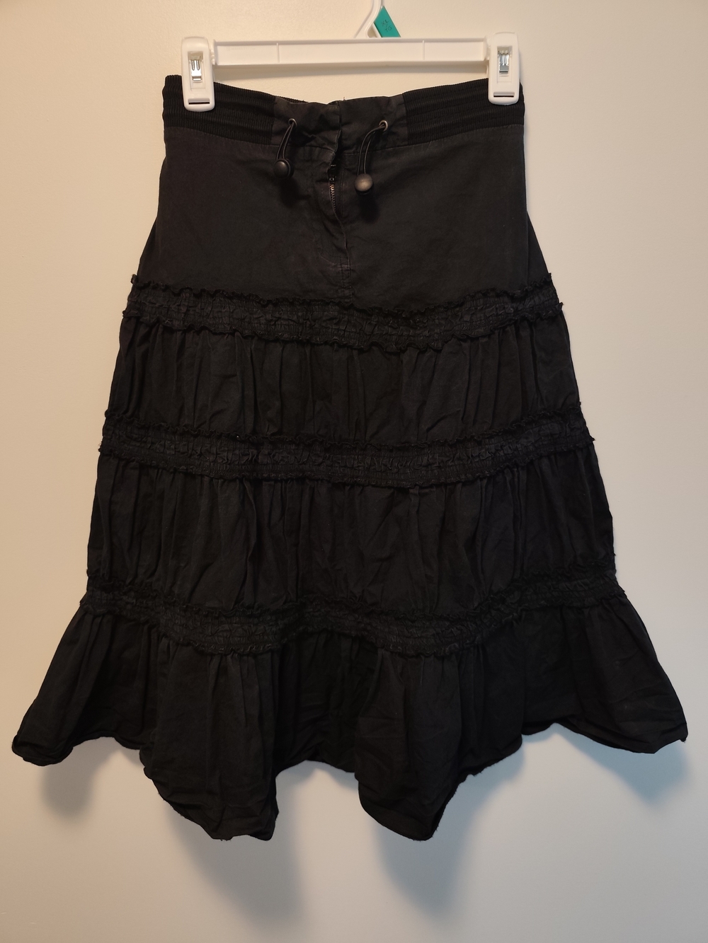Vintage Jo Thirty Y2K Black Tiered Cargo Midi Skirt Whimsigoth Utility Grunge - Picture 2 of 8